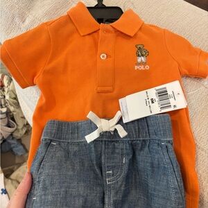 Polo by Ralph Lauren Orange Polo Shirt Short Sleeve and shirt set